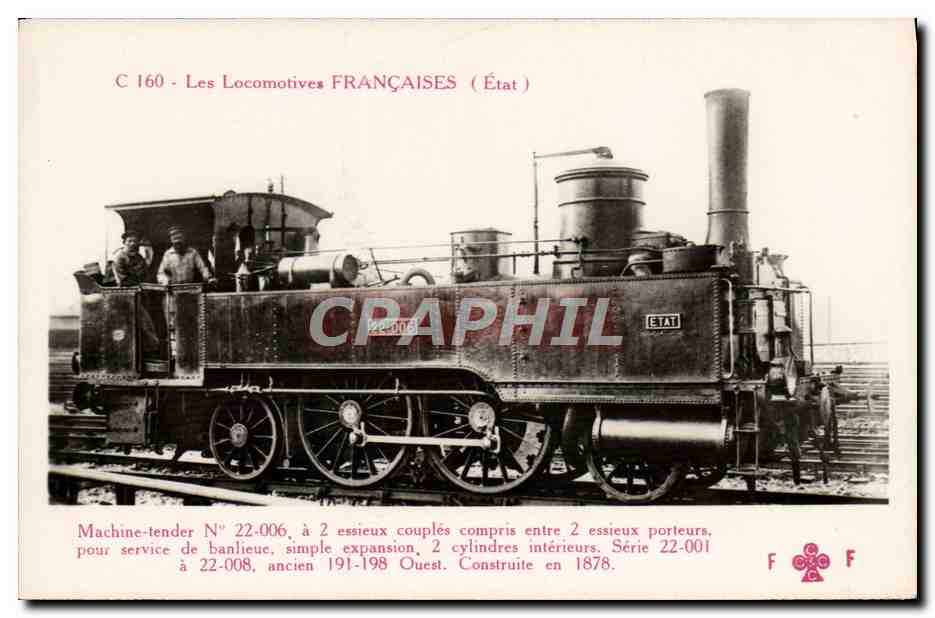 CPA Train Locomotive Machine tender 22 006