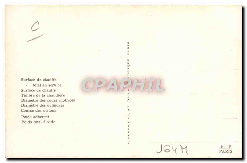 CPA Train Locomotive Machine tender 22 006 — Verso