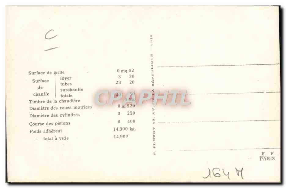 CPA Train Locomotive Machine tender 0208 — Verso