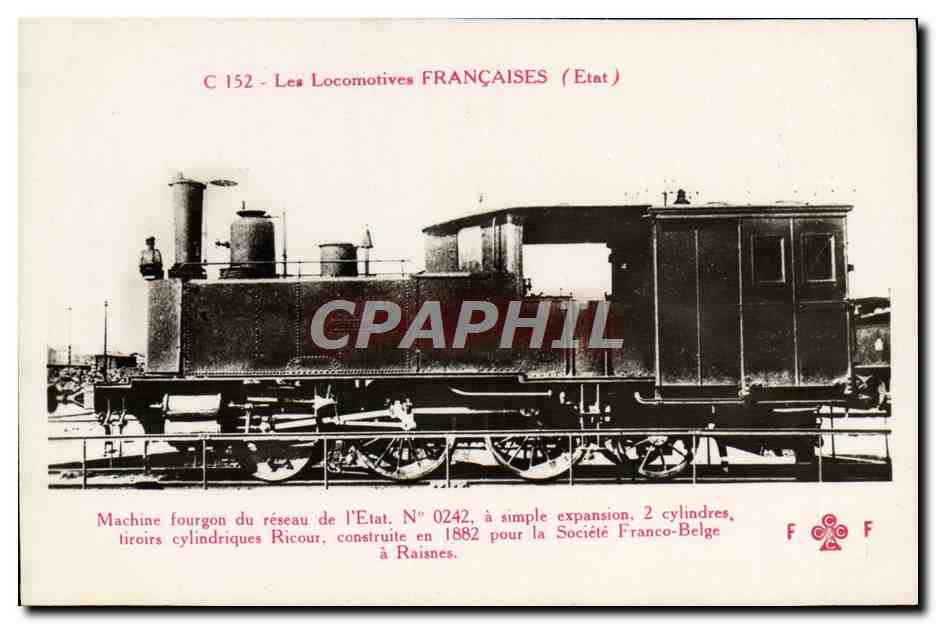 CPA Train Locomotive Machine fourgon du reseau de l'Etat 0242 Societe Franco Belge a Raisnes
