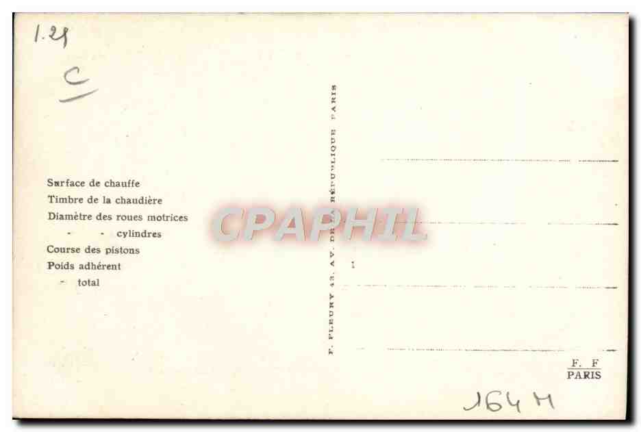 CPA Train Locomotive Machine 140 907 pour trains de marchandises Serie 140 901 a 140 907 — Verso