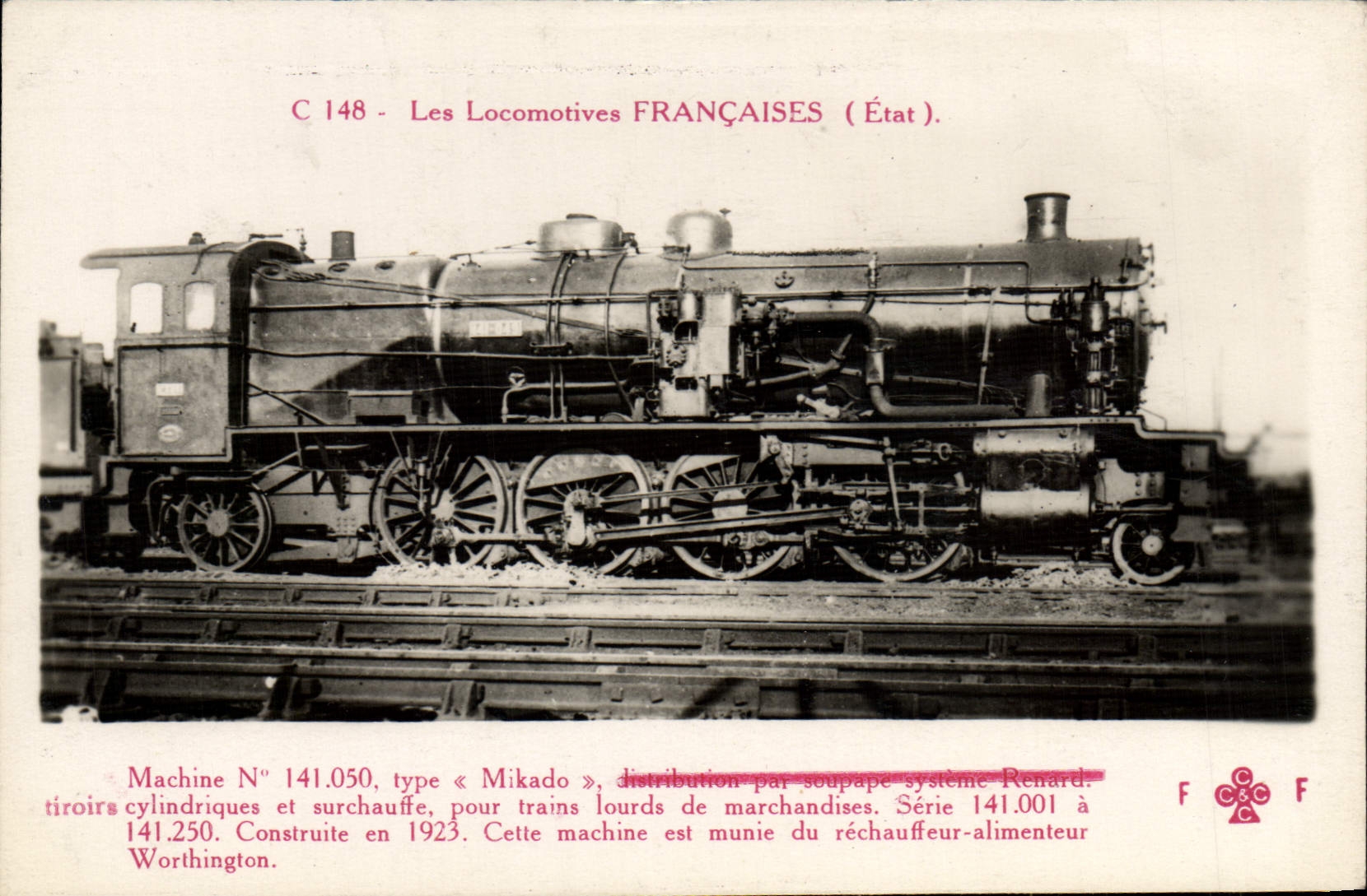 CPA Train Locomotive Machine 141 050 Type Mikado