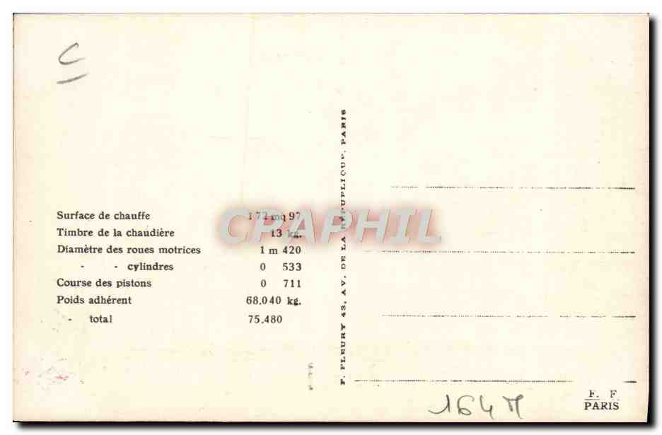 CPA Train Locomotive Machine 140 1347 Type Consolidateur de l'armee americaine de France Etablissements Baldwin  — Verso