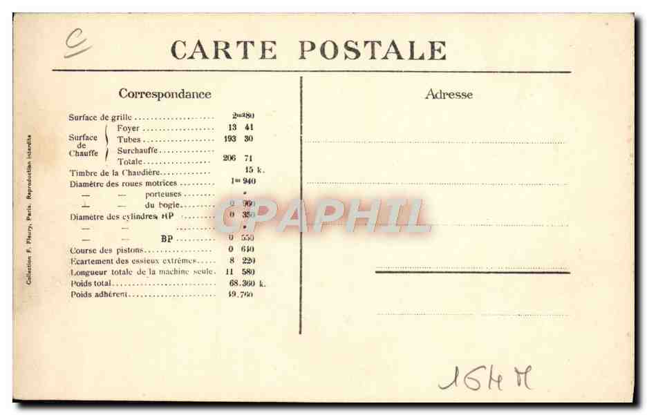 CPA Train Locomotive Machine 230 592 Ouest — Verso