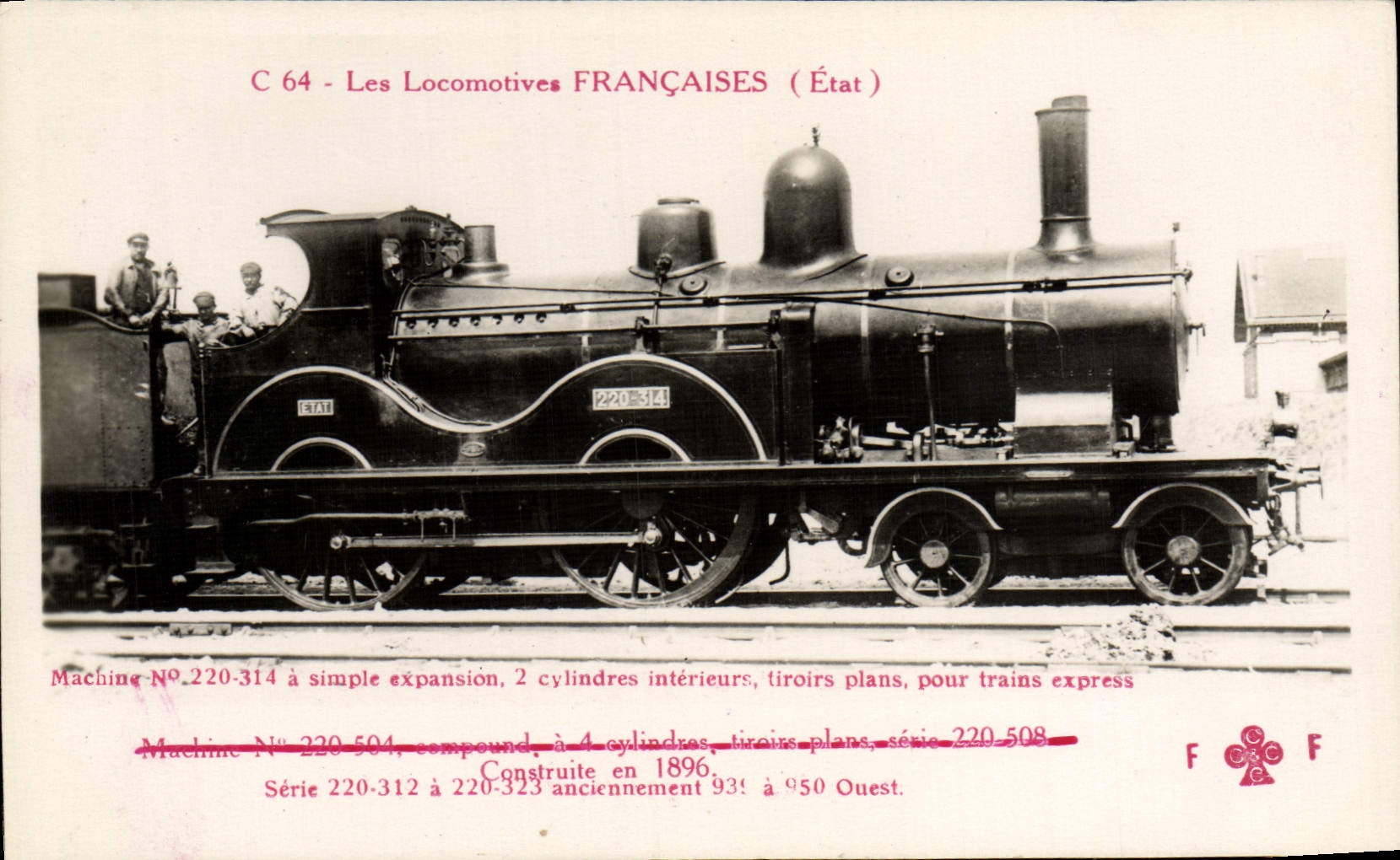 CPA Train Locomotive Machine 220 314