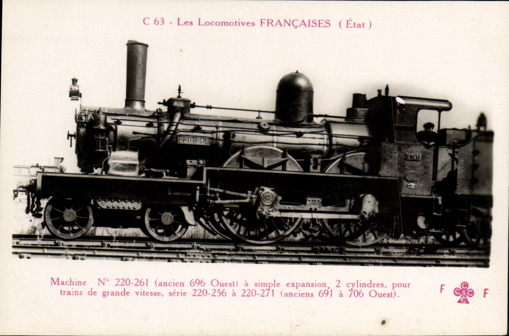 CPA Train Locomotive Machine 220 261