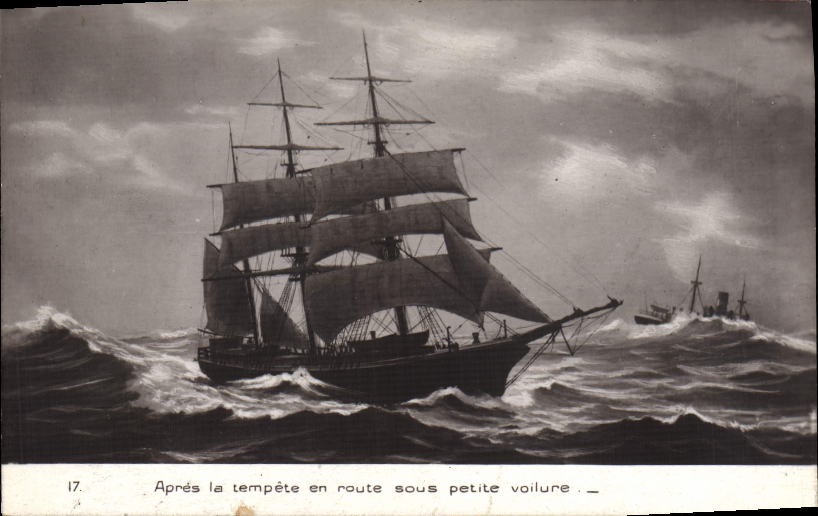 Navire à voile après tempête — en route sous petite voilure — n°17