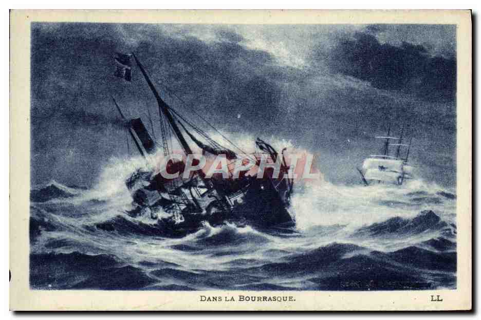 Dans la Bourrasque — scène maritime — éditeur LL