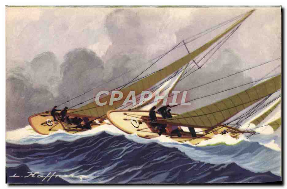 CPA Bateau Voilier Yachts de courses croisieres courant bord a bord Haffner