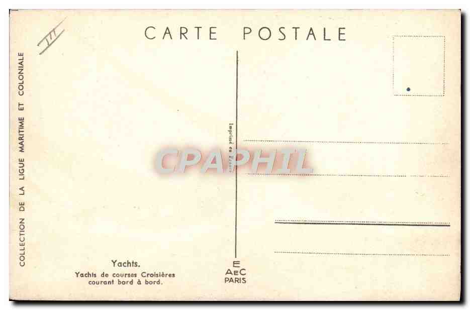 CPA Bateau Voilier Yachts de courses croisieres courant bord a bord Haffner — Rückseite