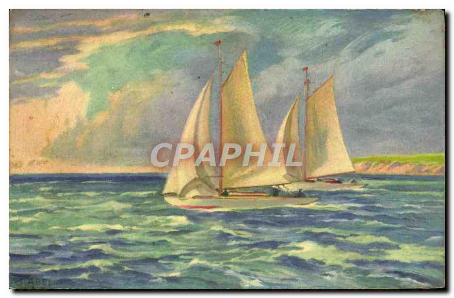 CPA Bateau 2 Voiliers en course 