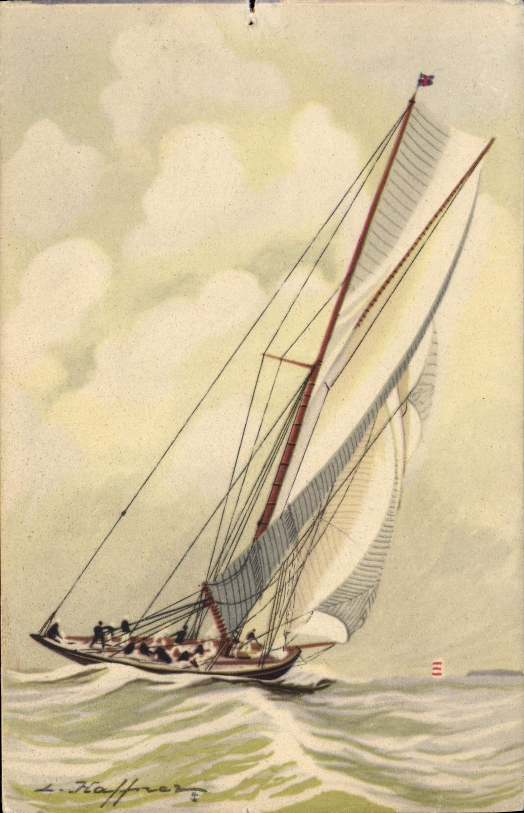 Yacht de la grande classe gréée en côte courant "grand largue" — Collection de la Ligue Maritime et Coloniale — Imprimerie AEC Paris