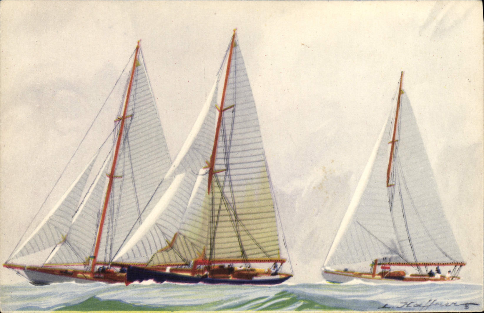 Yachts de Courses — Croisières modernes naviguant au plus près, tribord amures — Collection de la Ligue Maritime et Coloniale, Imprimerie de France, Paris