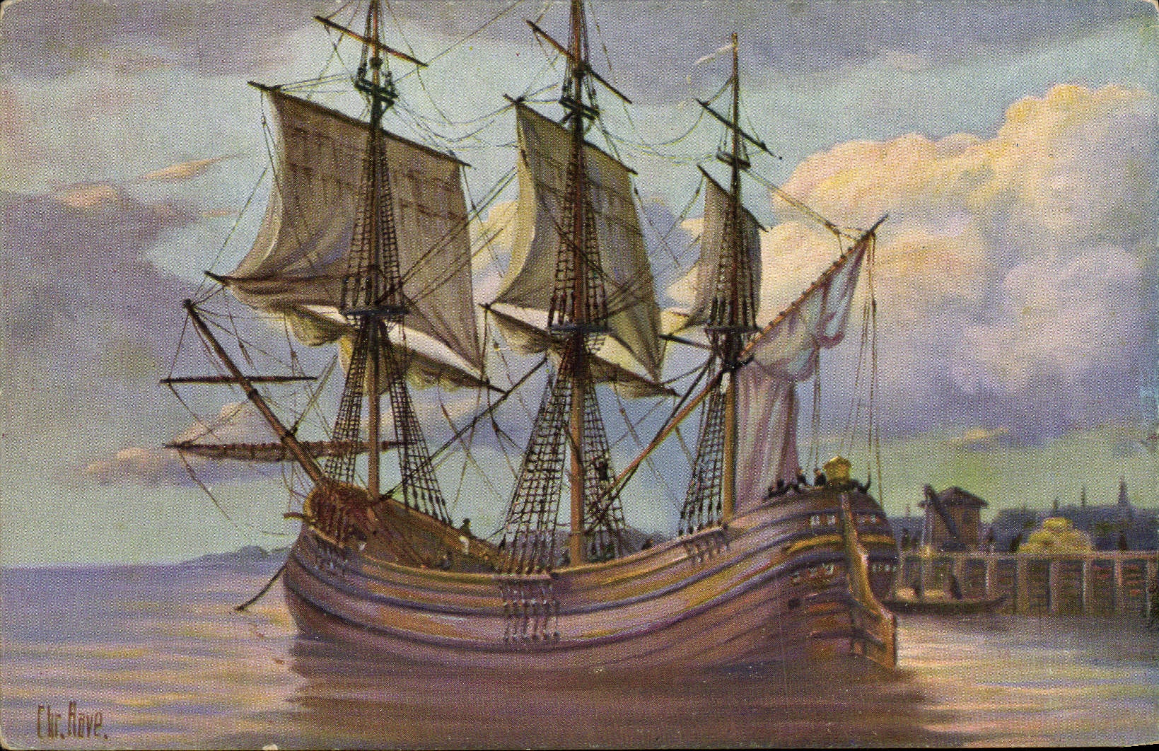 Navire à voiles — port — Éditeur : Holländischer Dreimaster (Galjoen) — N° 103