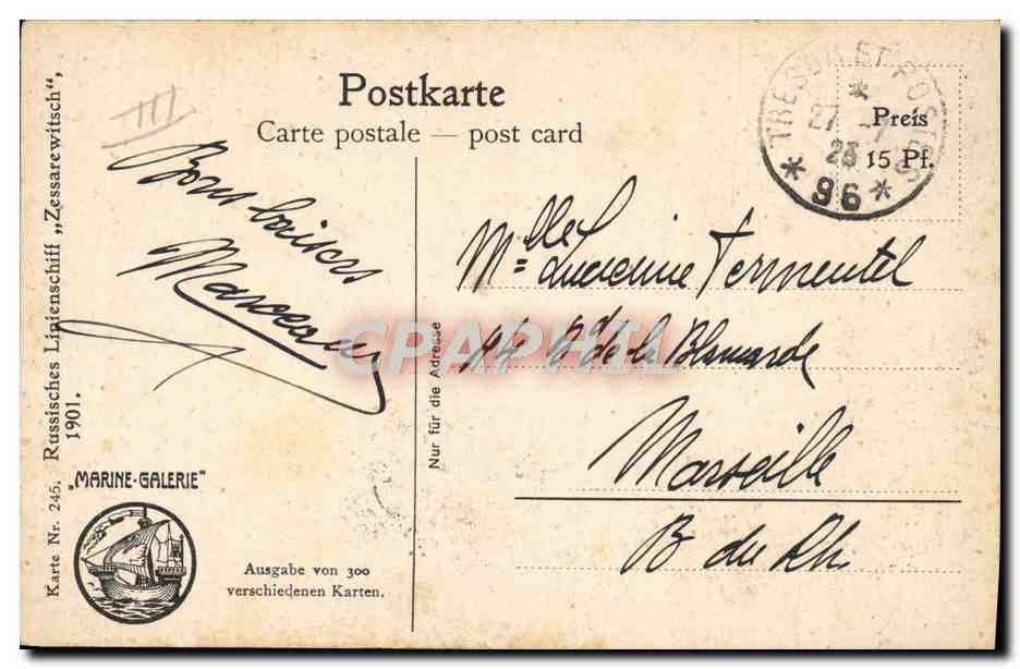 Bourbaki — Bateau de guerre russe — Marine-Galerie, n°245 — Verso