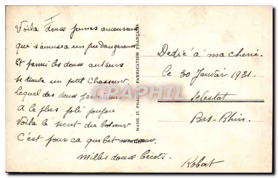 Amour — erreur d'orthographe sur le mot 'Amour' — éditeur non visible, n° de série 1158 — Rückseite