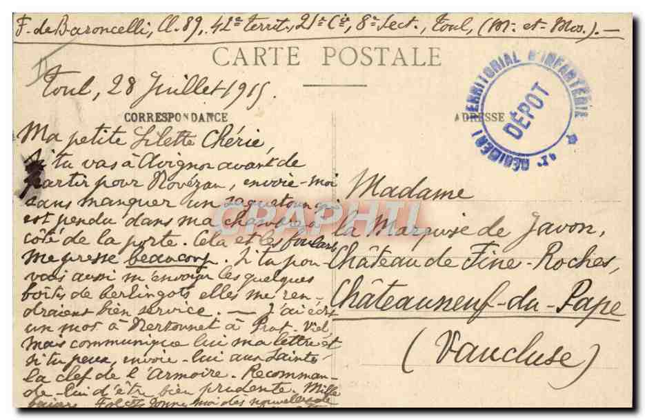 CPA Militaria Caserne Toul Entree de la caserne du 39eme regiment d'artillerie — Rückseite