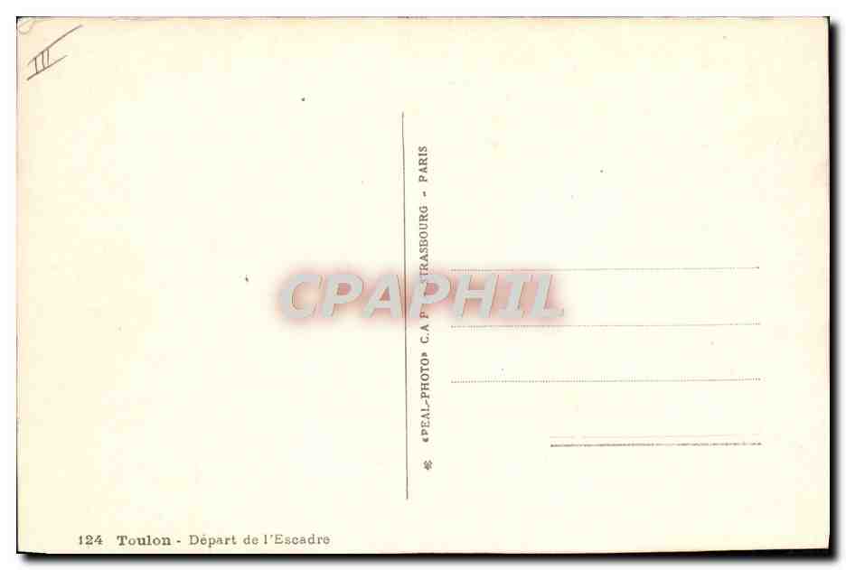 CPA Bateau de guerre Toulon Depart de l'escadre  — Verso
