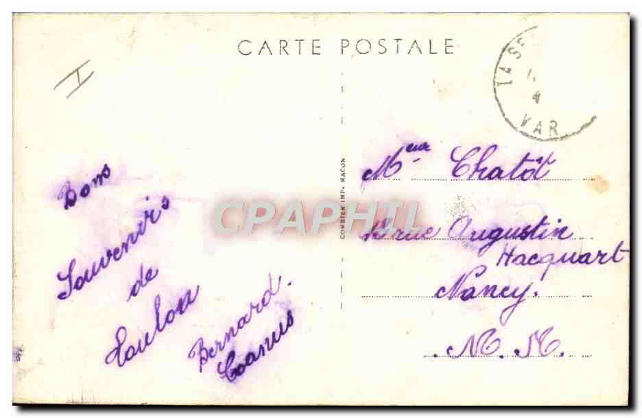 CPA Bateau de guerre Toulon Primauguet  — Verso