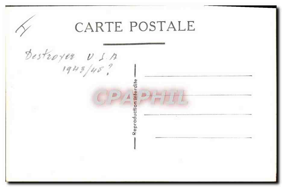 CPA Bateau de guerre Destroyer USA 1943 1945 — Verso