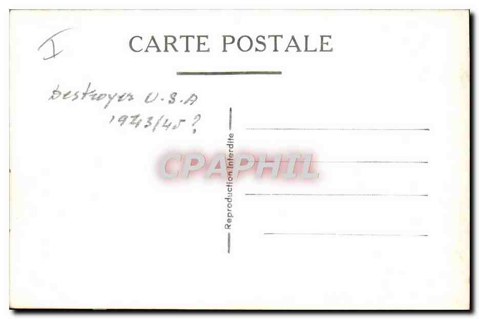 CPA Bateau de guerre Destroyer US 1943 1945 — Verso