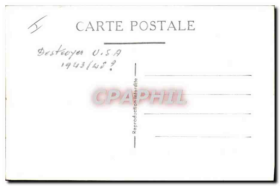 CPA Bateau de guerre Destroyer US 1943 1945 — Verso