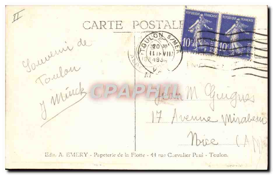 CPA Bateau de guerre Croiseur de 10 000 tonnes en ligne  — Verso