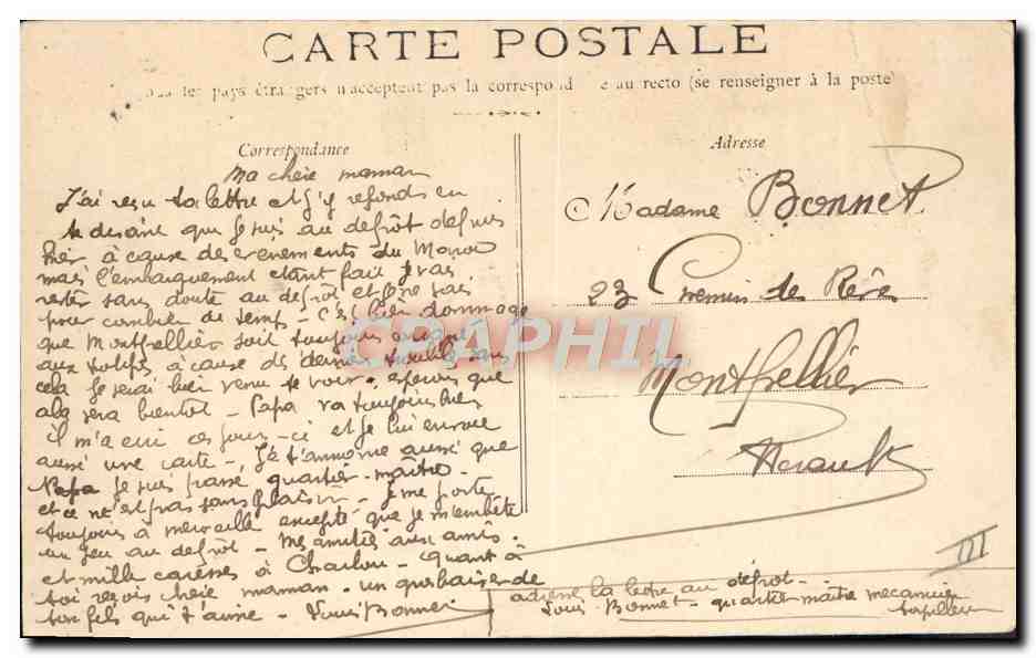 CPA Bateau de guerre Mallebarde Contre torpilleur  — Verso