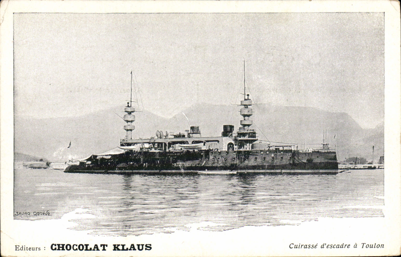 CPA Bateau de guerre Chocolat Klaus Cuirasse d'escadre a Toulon 