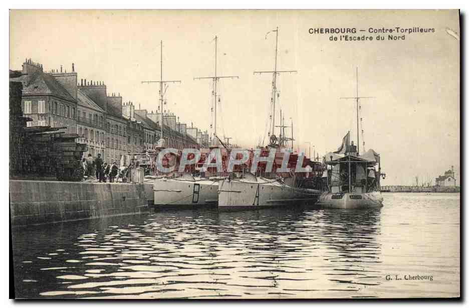 CPA Bateau de guerre Cherbourg Contre torpilleurs de l'escadre du Nord 