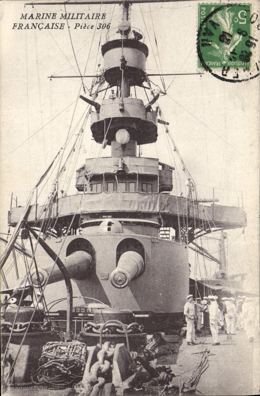 CPA Bateau de guerre Piece 306 Canon 