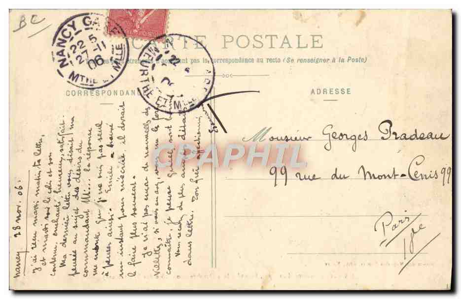 CPA Nancy Le Theatre municipal Incendie le 4 octobre 1906 Cote des spectateurs  — Verso