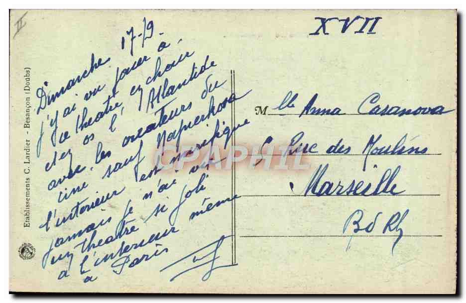 CPA Le Theatre municipal Nancy  — Verso