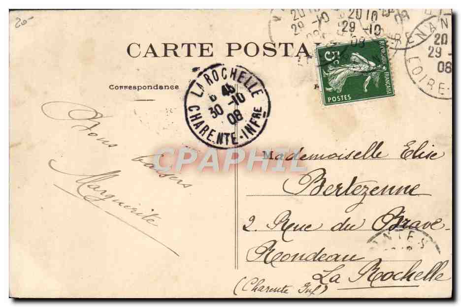 CPA Nantes Le Theatre Graslin et la rue Crebillon  — Verso