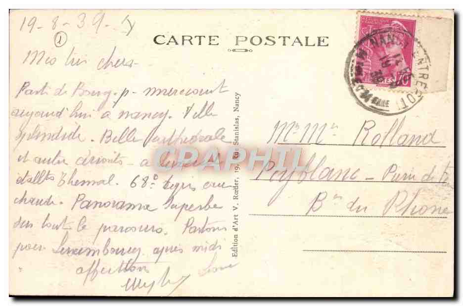 CPA Le grand Theatre Nancy — Verso