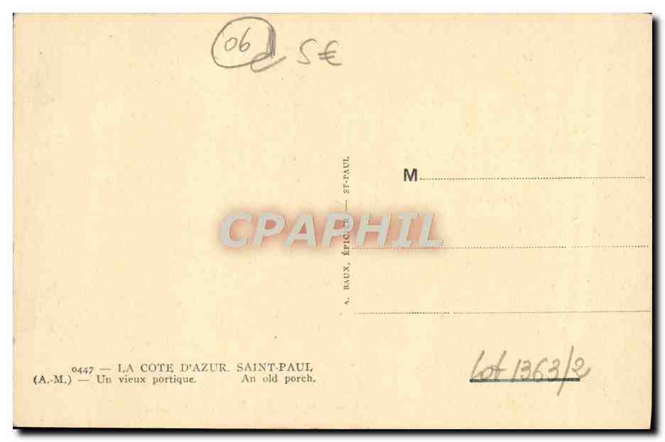 CPA Saint Paul Un vieux portique — Rückseite