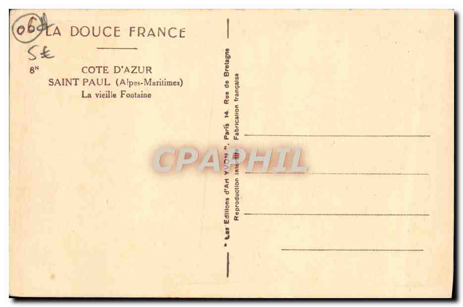 CPA Saint Paul La vieille fontaine — Rückseite