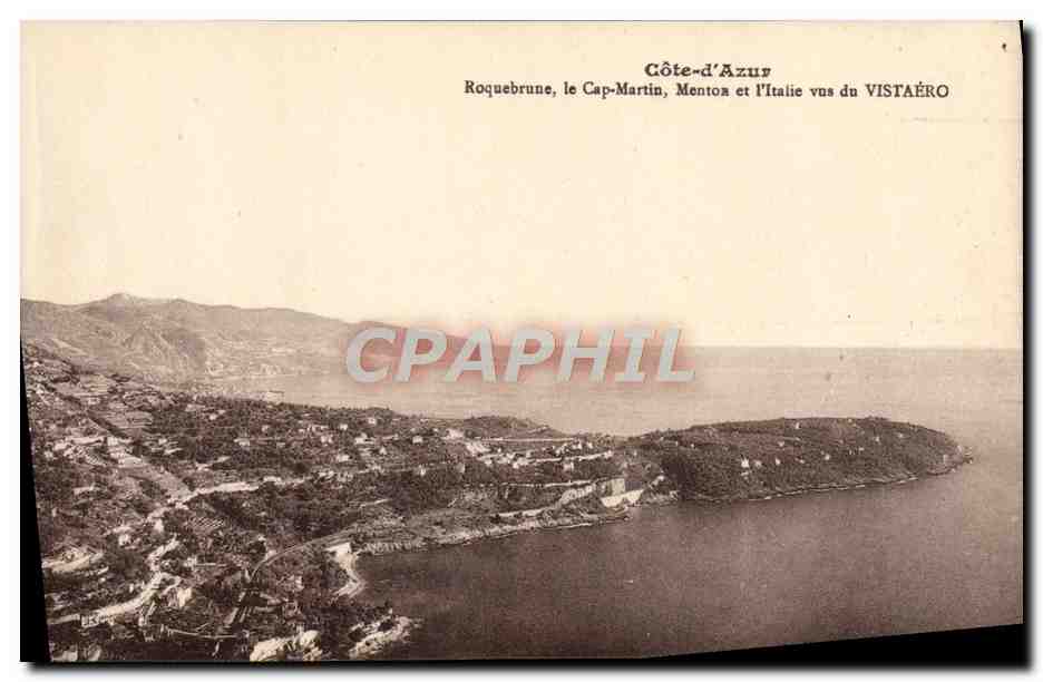 CPA Roquebrune le Cap Martin Menton et l'Italie vus du Vistaero 