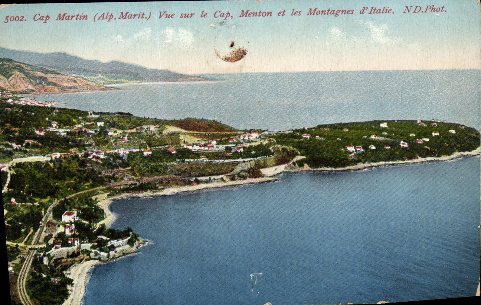 CPA Roquebrune Vue sur le Cap Menton et les montagnes d'Italie