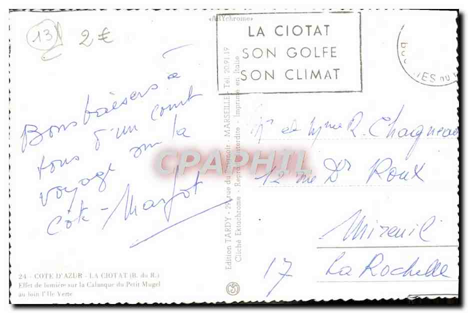CPM La Ciotat Effet de lumiere sur la Calanque du petit Mugel — Rückseite