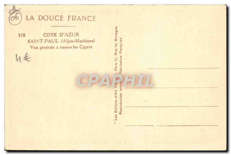 CPA Saint Paul Vue Generale a travers les Cypres — Rückseite