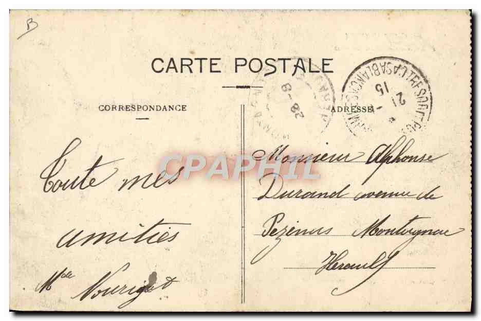Casablanca — Prisonniers balayant les rues — P. Grébert, Casablanca — Reverso