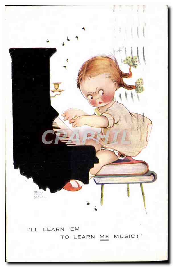 CPA Illustrateur Enfant piano