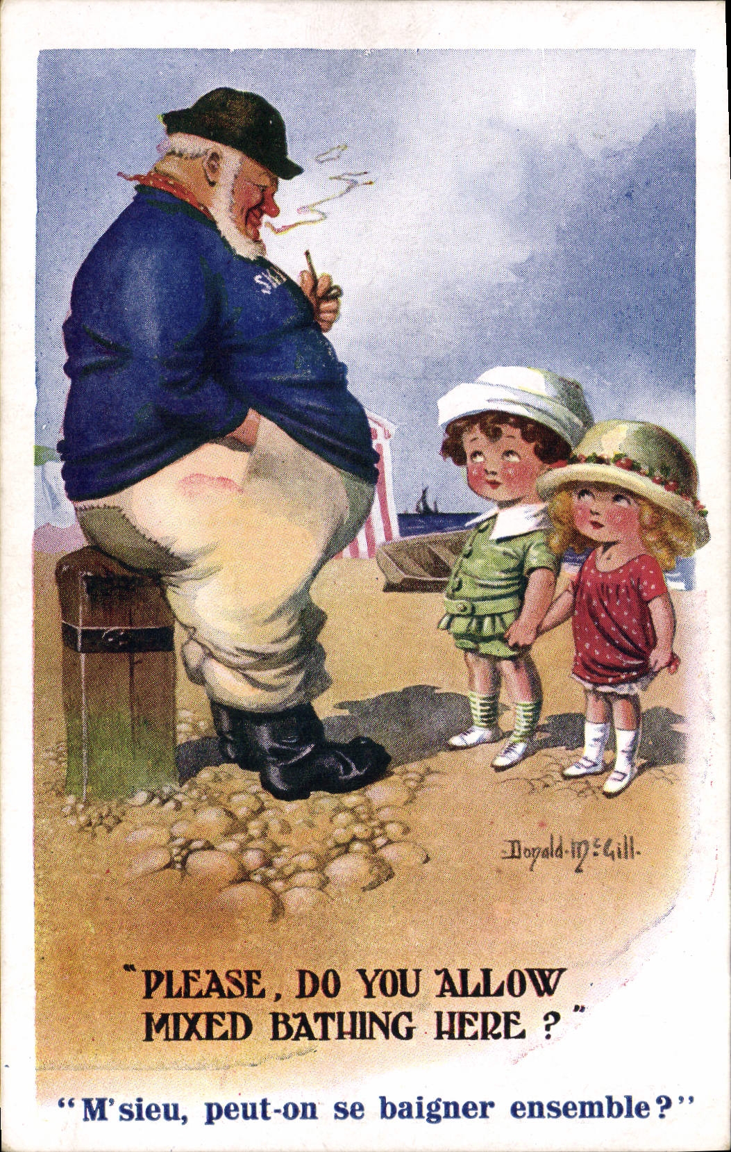 CPA Illustrateur Enfants Donald Mc Gill Baignade