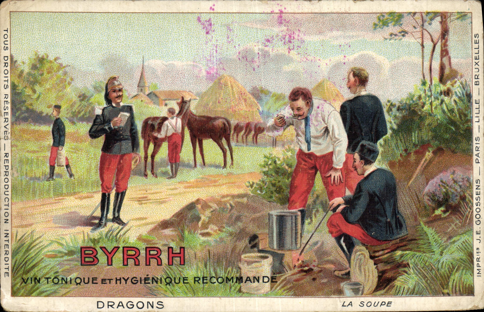 CPA Byrrh Dragons La soupe Militaria