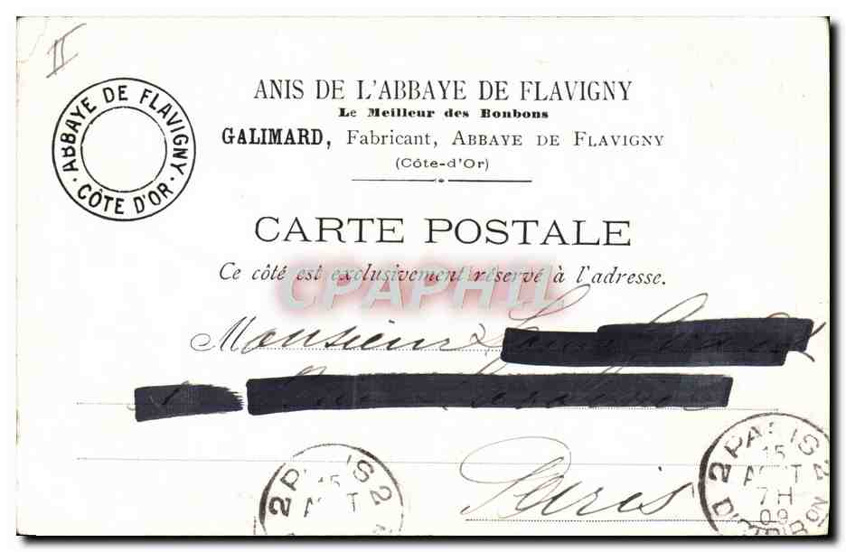 CPA Abbaye de Flavigny Fabrique d'Anis Restes du choeur de la chapelle benedictine — Rückseite