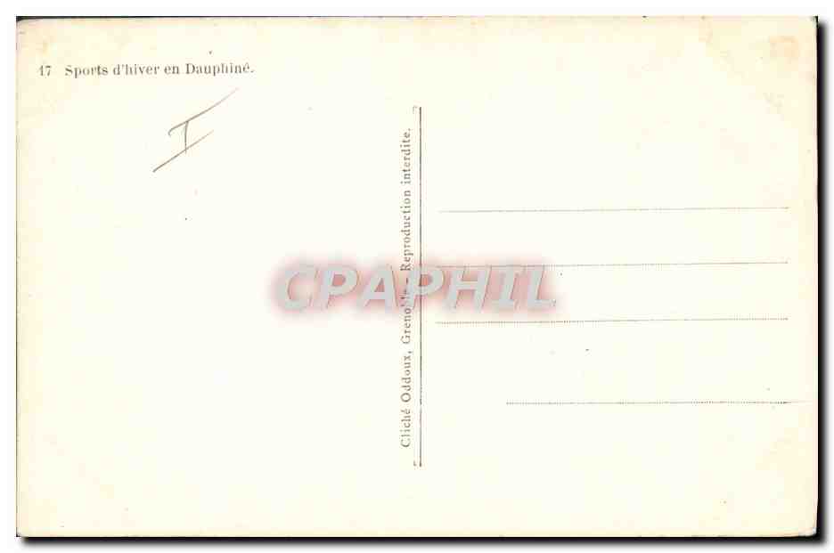 CPA Sports d'hiver Ski Dauphine  — Verso