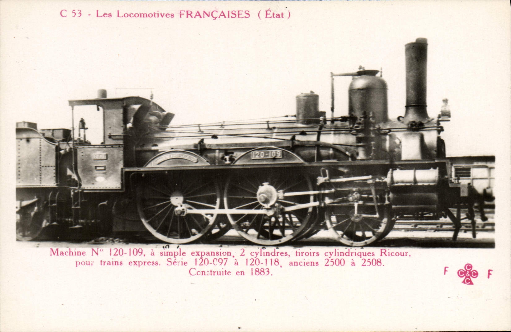 CPA Train Locomotive Machine 120 109 