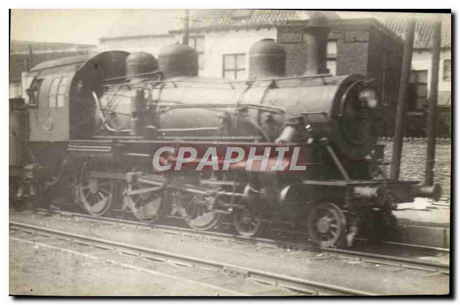 CARTE PHOTO Train Locomotive Canadienne a Calais puis en Belgique Hermann 