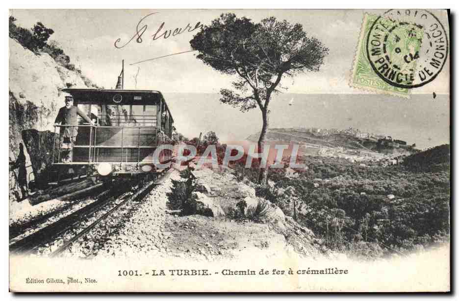CPA Train Locomotive La Turbie Chemin de fer a cremaillere
